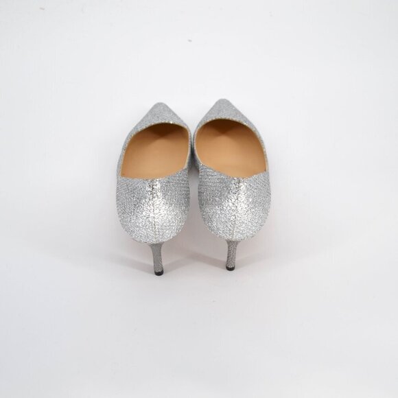 Jimmy Choo Romy Kitten Heel Pumps Pointed Toe Silver Metallic Women's 39.5 US 9 - Picture 8 of 13